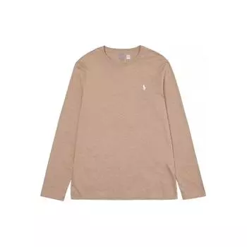 Polo Ralph Lauren Solid Logo Вышитый круглый вырез Свободная футболка с длинным рукавом Мужские топы Хаки 710826193-017 XL