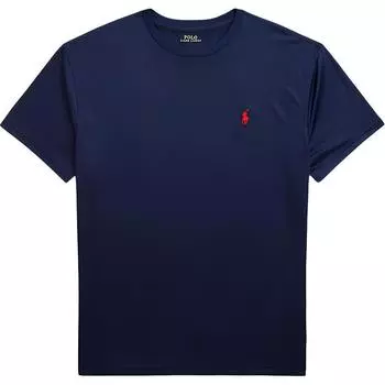 Polo Ralph Lauren Solid Logo Вышитый круглый вырез с коротким рукавом Футболка Мужская Топы Темно-Синий 710865767-002 L
