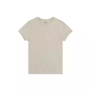 Polo Ralph Lauren Solid Logo Вышитый круглый вырез с коротким рукавом Футболка Женские топы Oatmeal 211682521-024 XL