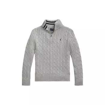 Polo Ralph Lauren Solid Logo Вышитый Полумолния Повседневный Длинный Рукав Трикотажный Свитер Детский свитер Серый 323868894-013 S