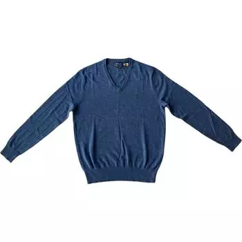 Polo Ralph Lauren Solid Logo Вышитый V-образный вырез Пуловер Свитер Мужской свитер Темно-синий 710883124-011 S