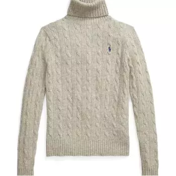Polo Ralph Lauren Solid Logo Высокий ворот длинный рукав свитер женский свитер светло-серый 211888686-002 M