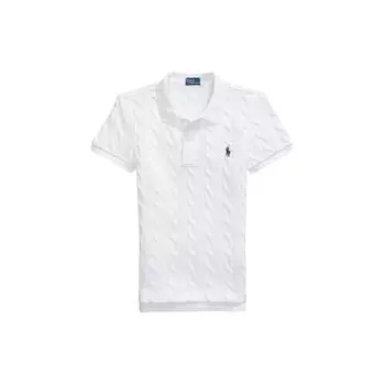 Polo Ralph Lauren Solid Ribbed Slim Fit Polo Shirt Women tops White WMPOKNINB920117-100 M