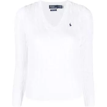 Polo Ralph Lauren Solid V-образный вырез длинный рукав свитер женские свитера белый 211891641-001 S