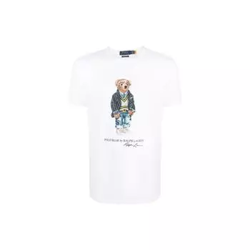 Polo Ralph Lauren SS22 Bear Print Crew Neck Short Sleeve T Shirt Men Tops White 710853310-008 XS
