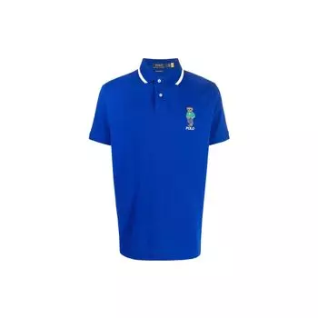 Polo Ralph Lauren SS22 Classic Bear Embroidered Short Sleeve Polo Shirt Men tops Blue 710867573001 S