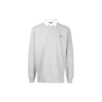 Polo Ralph Lauren SS22 Color Block Logo Вышитая рубашка поло с длинным рукавом на полпуговицы Мужская рубашка поло Серый 710717115-019 M
