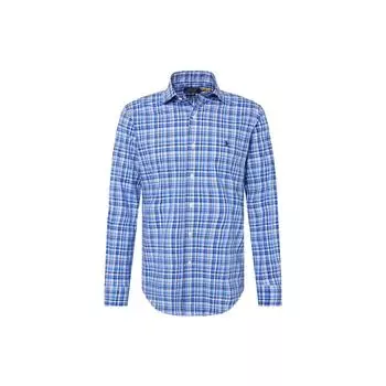 Polo Ralph Lauren Ss22 Color Block Plaid Однобортная рубашка с длинным рукавом Мужские рубашки Синий 710866083-001 XL