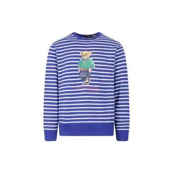 Polo Ralph Lauren Ss22 Color Block Полосатая толстовка с круглым вырезом Мужская толстовка Синий Белый 710863006-001 M