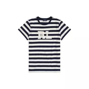 Polo Ralph Lauren Ss22 Футболка женская с логотипом в полоску, с круглым вырезом и короткими рукавами, синяя WMPOKNINCU20434-410 XS