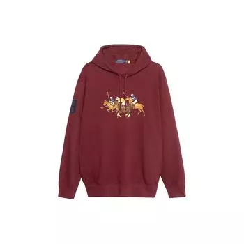 Polo Ralph Lauren Ss22 Логотип Принт Вышитый Капюшон Длинный Рукав Толстовка Мужская Толстовка Бордовый 710823853-004 L