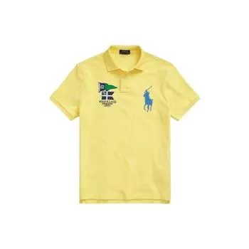 Polo Ralph Lauren SS22 Логотип с принтом хлопковая рубашка поло с коротким рукавом Мужские топы Желтый MNPOKNI1N821830 S