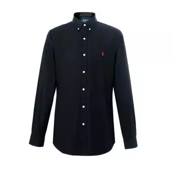 Polo Ralph Lauren SS22 Логотип Вышитая Рубашка Длинный Рукав Мужские Рубашки Черный 710832480-006 S