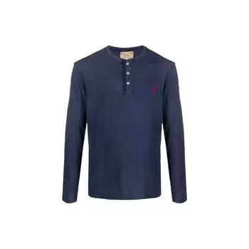 Polo Ralph Lauren Ss22 Логотип Вышитый Длинный Рукав Футболка Мужская Топы Синий 710790058-003 M