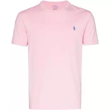 Polo Ralph Lauren SS22 Логотип Вышитый Круглый вырез Короткий рукав Футболка Мужские Топы Розовый 710671438-145 L