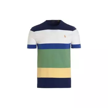 Polo Ralph Lauren SS22 Логотип Вышитый Полосатый Короткий Рукав Футболка Мужские Топы Многоцветный 857233002 S