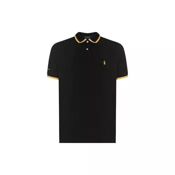 Polo Ralph Lauren SS22 Логотип Вышитый Полосатый Воротник Короткий Рукав Рубашки Поло Мужские Рубашки Поло Черный 710857273-001 XS