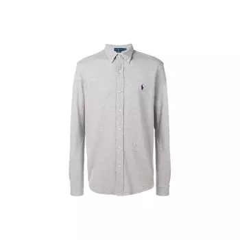 Polo Ralph Lauren Ss22 Логотип Вышитый Рубашка На Пуговицах Мужские Рубашки Серый 710654408-019 XL