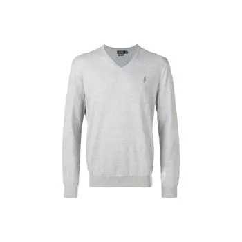 Polo Ralph Lauren Ss22 Логотип Вышитый V-образный вырез свитер мужской свитер серый 710670789-002 XL