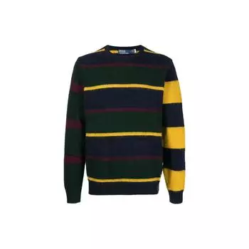 Polo Ralph Lauren Ss22 Многополосный вязаный свитер с круглым вырезом Мужской свитер Синий 710849657-001 XS
