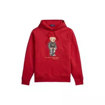 Polo Ralph Lauren SS22 мультяшный медведь принт капюшон длинный рукав пуловер толстовка мужская толстовка красный MNPOKNI16821852 XS