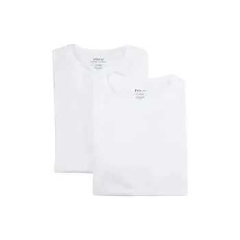 Polo Ralph Lauren SS22 однотонная футболка с круглым вырезом и коротким рукавом, 2 шт. в упаковке, мужские топы, белые 714835960-002 L