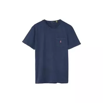 Polo Ralph Lauren SS22 Однотонная футболка с коротким рукавом и круглым вырезом Мужские топы Синий 710867350003 M