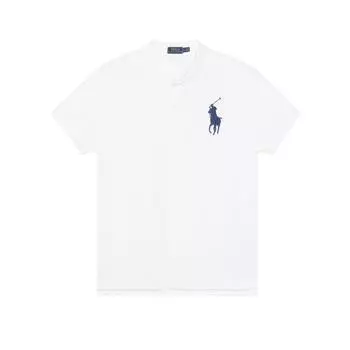 Polo Ralph Lauren SS22 Однотонная рубашка поло с коротким рукавом и вышитым логотипом, женские топы, белые WMPOKNINN810027-E86 XL