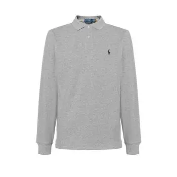 Polo Ralph Lauren SS22 Однотонная рубашка поло с длинным рукавом и вышитым логотипом, мужская серая 710680790-003 XXL