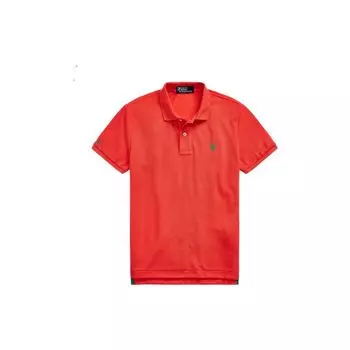 Polo Ralph Lauren SS22 Однотонная рубашка поло с коротким рукавом на пуговицах Женские топы Красный WMPOKNINCU20050-600 M