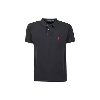 Polo Ralph Lauren SS22 однотонная рубашка поло с коротким рукавом и вышитым маленьким логотипом, мужские топы, черный цвет 710814416001POLO M