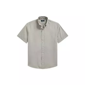 Polo Ralph Lauren SS22 Однотонная рубашка с воротником-поло, однобортная хлопковая рубашка с коротким рукавом, мужские рубашки, серые MNPOWOV1N820499-020 XS