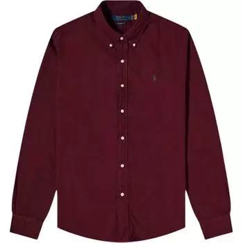 Polo Ralph Lauren SS22 однотонная свободная рубашка с вышитым маленьким пони с длинным рукавом мужские рубашки бордового цвета MNPOWOV16822491-600 L