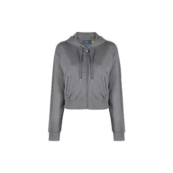 Polo Ralph Lauren Ss22 однотонная толстовка с капюшоном и длинным рукавом на молнии, женская верхняя одежда, серый цвет 211873102-001 XS
