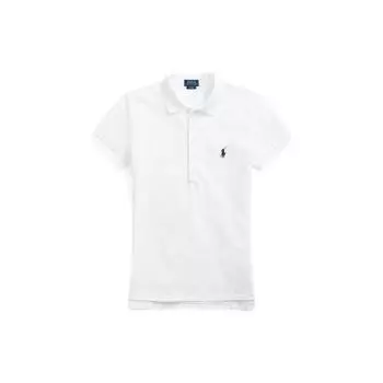 Polo Ralph Lauren SS22 Однотонная вышитая рубашка поло с коротким рукавом с небольшим логотипом, женские топы, белые WMPOKNINN820016-100 L