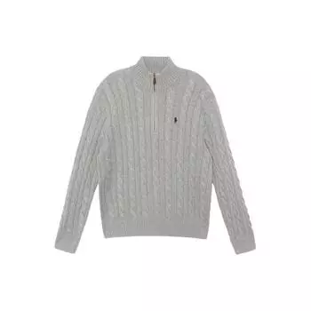 Polo Ralph Lauren SS22 однотонный повседневный свитер с вышитым микрологотипом и полумолнией, мужской свитер, серый MNPOSWE16820447-020 S