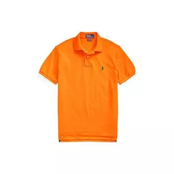 Polo Ralph Lauren SS22 Однотонный вышитый логотип с коротким рукавом на пуговицах Мужская рубашка поло с коротким рукавом Оранжевый MNPOKNI1N820669-800 S
