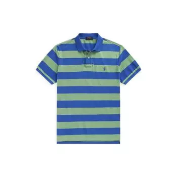 Polo Ralph Lauren SS22 Полосатая цветная приталенная рубашка поло с коротким рукавом, мужские топы, зеленая MNPOKNI1N821585-300 XS