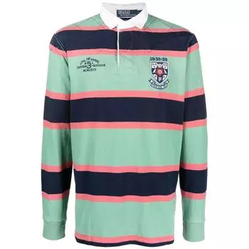 Polo Ralph Lauren SS22 Полосатая рубашка поло с длинным рукавом и вышитым логотипом, мужские топы цвета мяты и зеленого цвета 710880813-001 M
