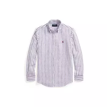 Polo Ralph Lauren SS22 Рубашка мужская с длинным рукавом из полосатого льна Синий MNPOWOV16821506-999 M