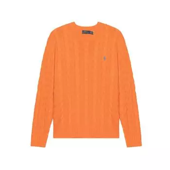 Polo Ralph Lauren Ss22 Solid Logo Вышитый вязаный косами свитер с круглым вырезом Мужской свитер Оранжевый 710775885-031 L