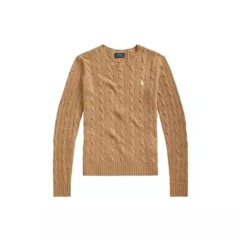 Polo Ralph Lauren Ss22 Solid Slim Fit Crew Neck Wool Sweater Women sweater Brown WMPOSWENC020399-260 XS