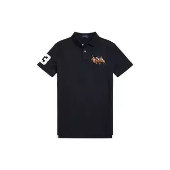 Polo Ralph Lauren Ss22 Three Pony цифровая вышивка Slim Fit короткий рукав поло мужские рубашки поло черный MNPOKNI1N821752 S