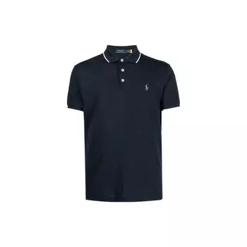 Polo Ralph Lauren SS22 вышитый логотип хлопковая смесь короткий рукав поло мужские топы синий 710862961001NAVY-410 XS