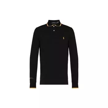 Polo Ralph Lauren Ss22 вышитый логотип с длинным рукавом поло мужские топы черный 710857274-001 M