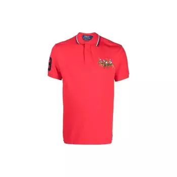 Polo Ralph Lauren SS23 Animal Pattern Straight Fit Short Sleeve Polo Shirt Men tops Bright-Red 710900614-002 M