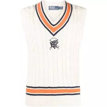 Polo Ralph Lauren SS23 Badge Cricket Western V-образный вырез без рукавов жилет мужской жилет Off-White 710901528-001 S