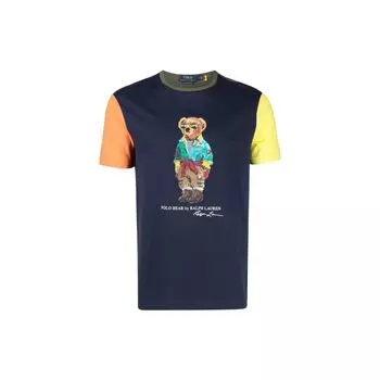 Polo Ralph Lauren SS23 Color Block Bear Print Crew Neck Short Sleeve T Shirt Men Tops Multicolor 710891153-001 L