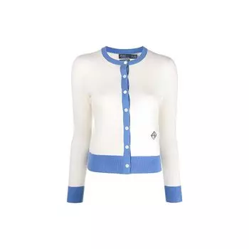 Polo Ralph Lauren SS23 Цветной блок логотип вышитый вязаный свитер женский свитер белый 211891895-002 XS
