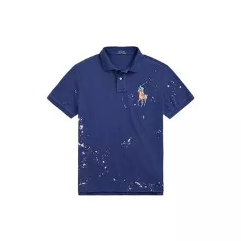 Polo Ralph Lauren SS23 цветной логотип вышитые пуговицы короткий рукав поло рубашка мужские топы темно-синий MNPOKNI1N822105-410 XL